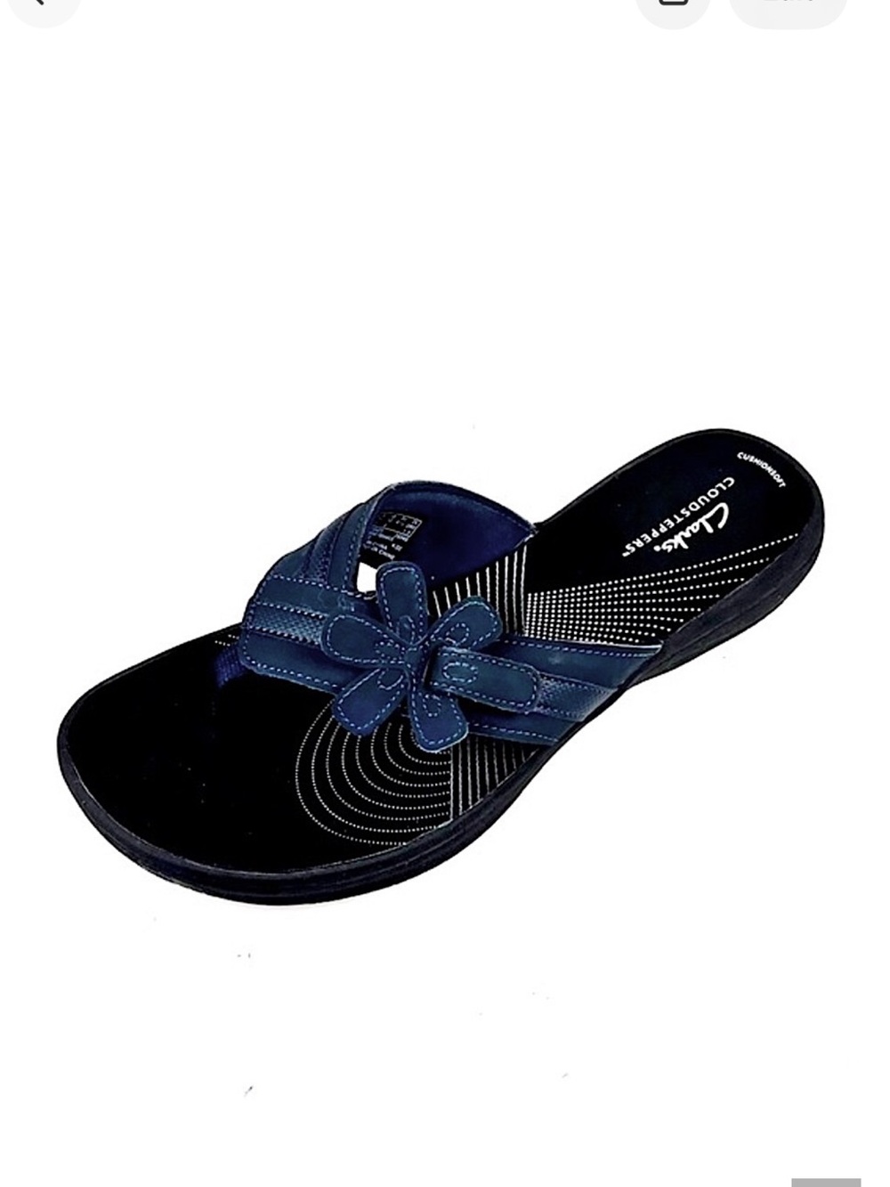 Clark’s Brinkley Flora Navy Leather Flip Flops Size 10